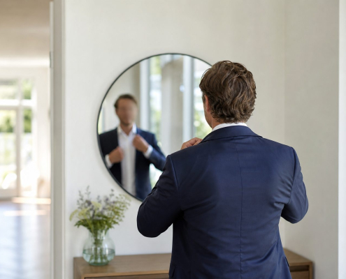 Ondernemer maakt zich klaar voor een afspraak