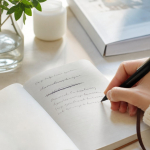 Hand streept een zin door en schrijft een nieuwe