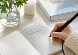 Hand streept een zin door en schrijft een nieuwe